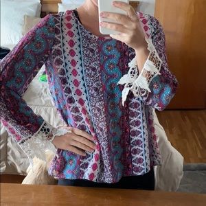 Pinks, open back blouse